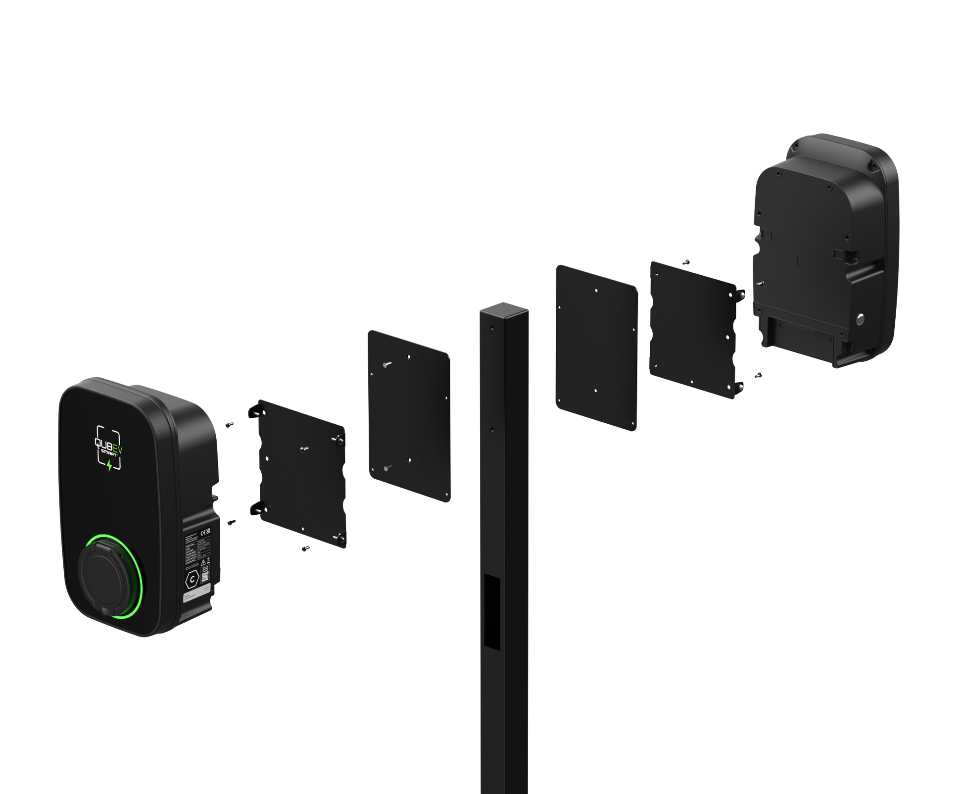 EVFP0030 - 1000mm 1/2 Way Post Powder Coated Black