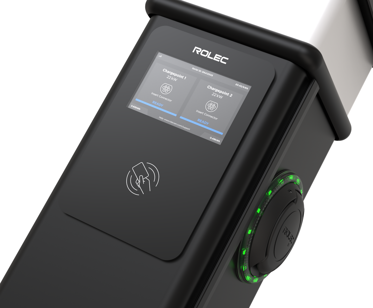 BasicCharge with LCD Screen & RFID / Universal Side Sockets 22kW (3 Phase)