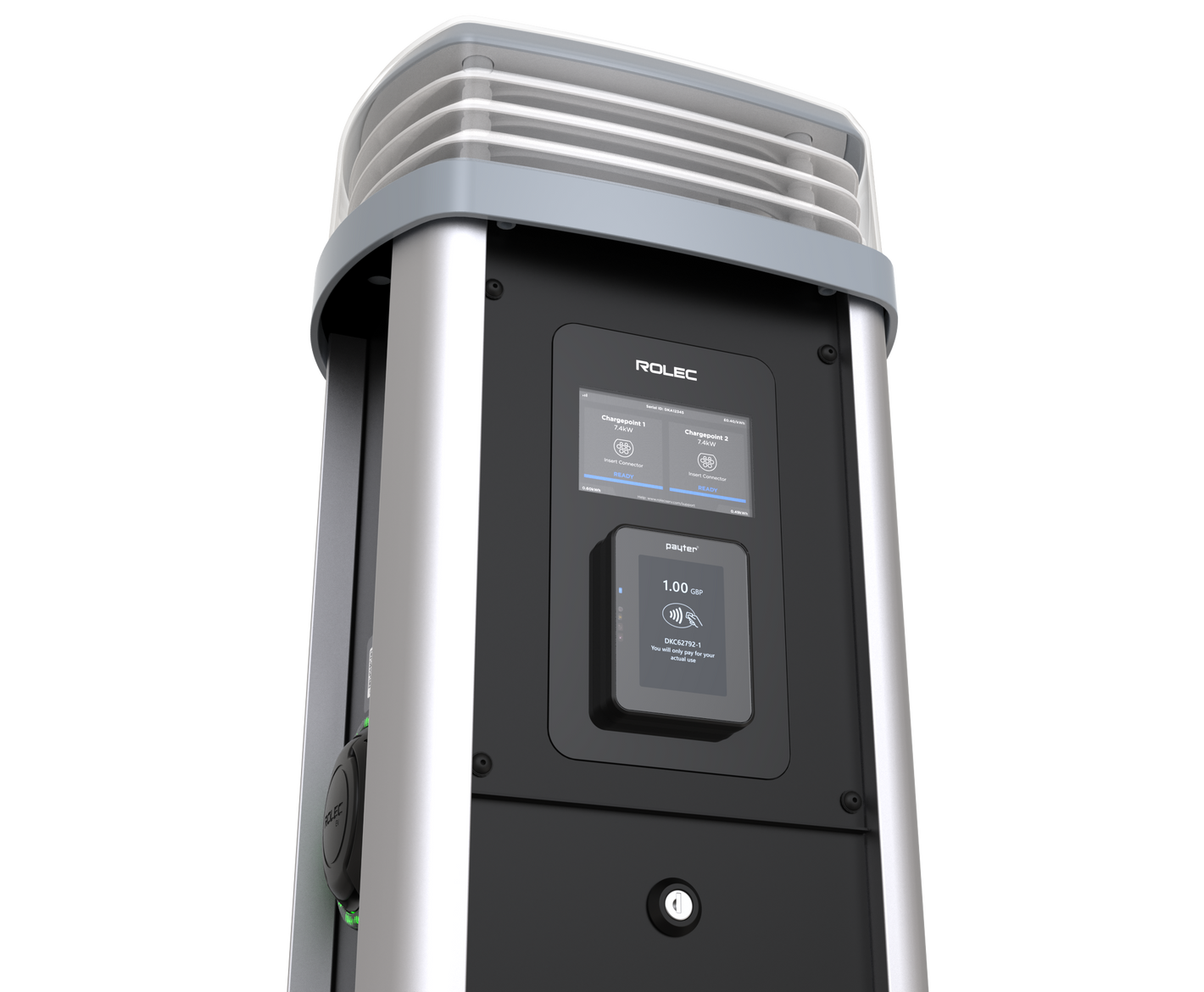 Quantum | Universal Socket 7.4kW (Single Phase) with Payment Terminal & LCD Screen
